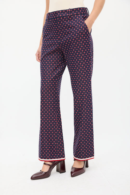 Gucci Navy 
Multicolour Woven Monogram Flared Trouser