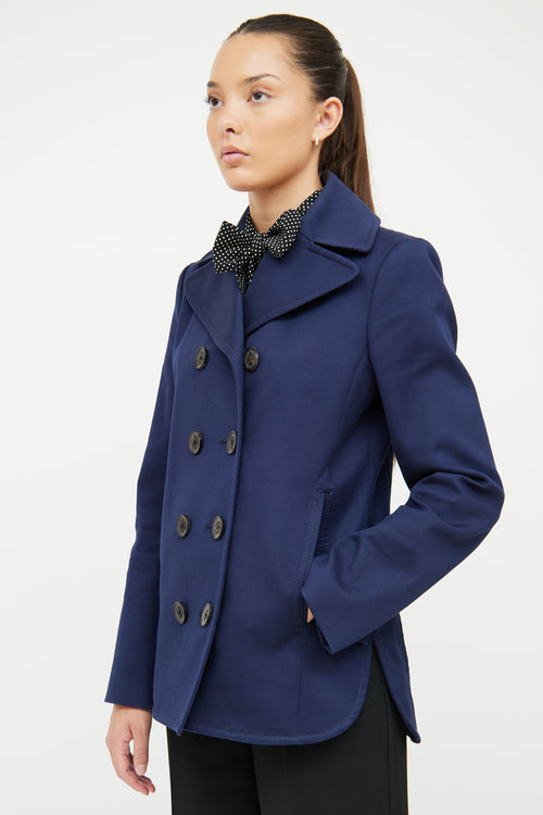 Gucci Navy Cotton Double Breasted Pea Coat