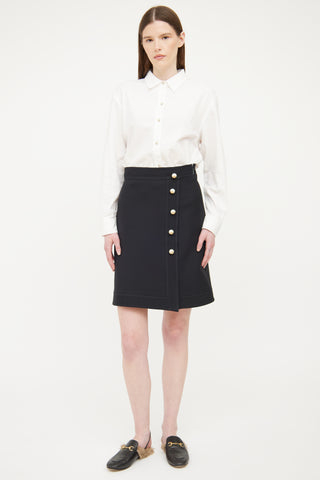 Gucci Black Pearl Button Skirt