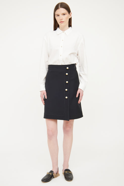 Gucci Black Pearl Button Skirt