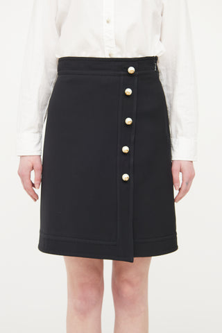 Gucci Black Pearl Button Skirt