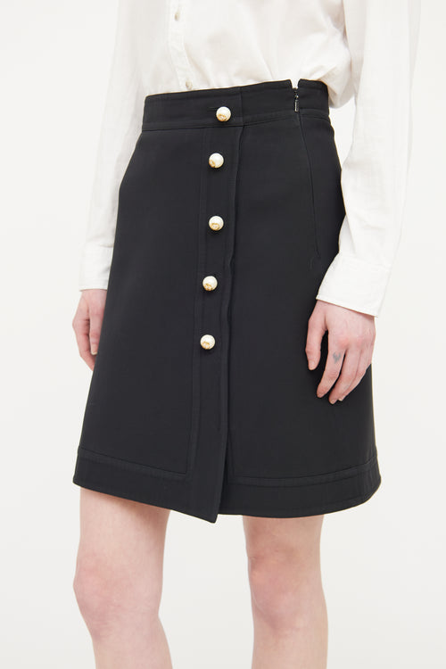 Gucci Black Pearl Button Skirt