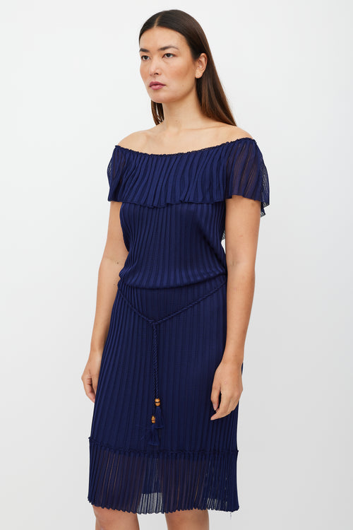 Gucci Navy Ribbed Perforated Dress