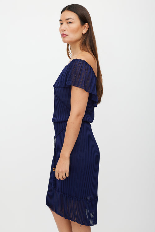 Gucci Navy Ribbed Perforated Dress