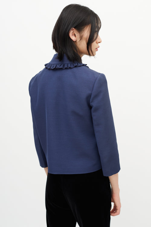 Gucci Navy Ruffled Tie Blazer