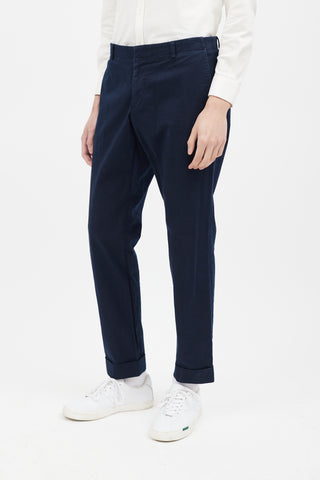 Gucci Navy Straight Leg Riding Trouser