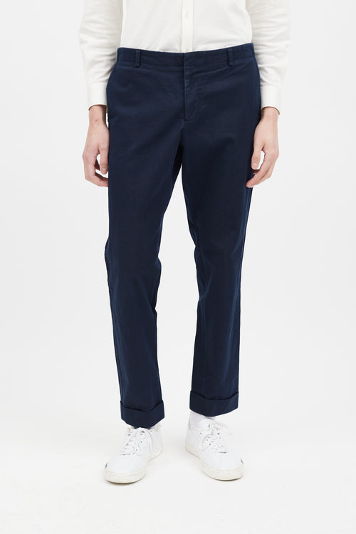 Gucci Navy Straight Leg Riding Trouser