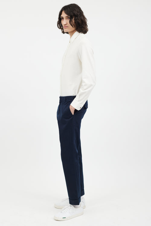 Gucci Navy Straight Leg Riding Trouser