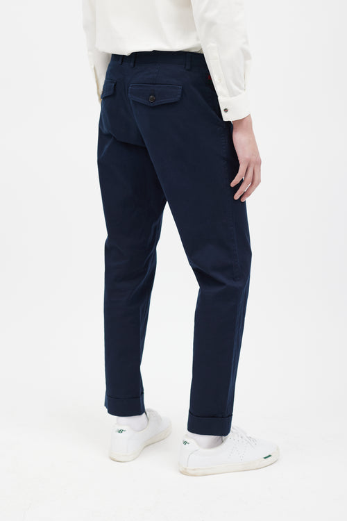 Gucci Navy Straight Leg Riding Trouser