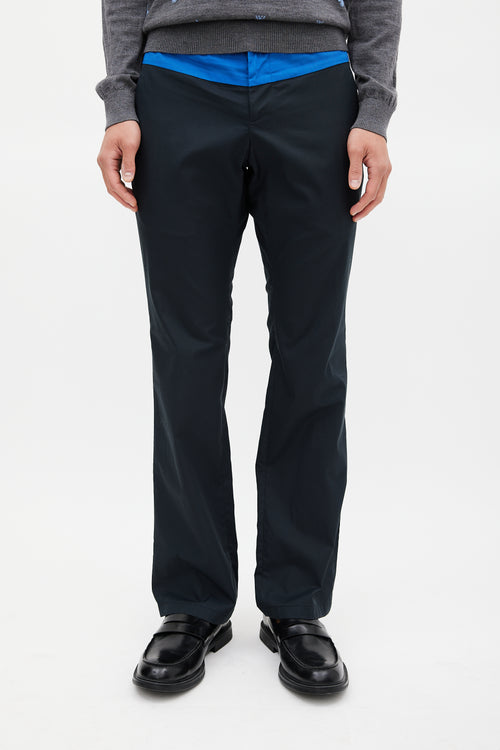 Gucci Navy Two Tone Straight Leg Trouser