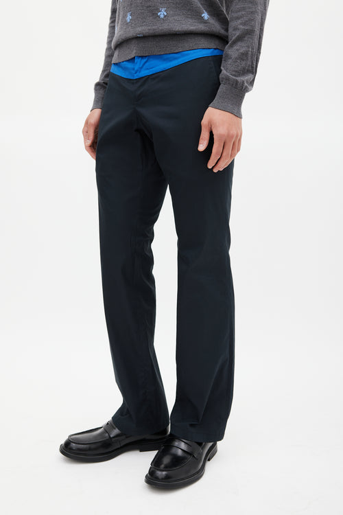 Gucci Navy Two Tone Straight Leg Trouser