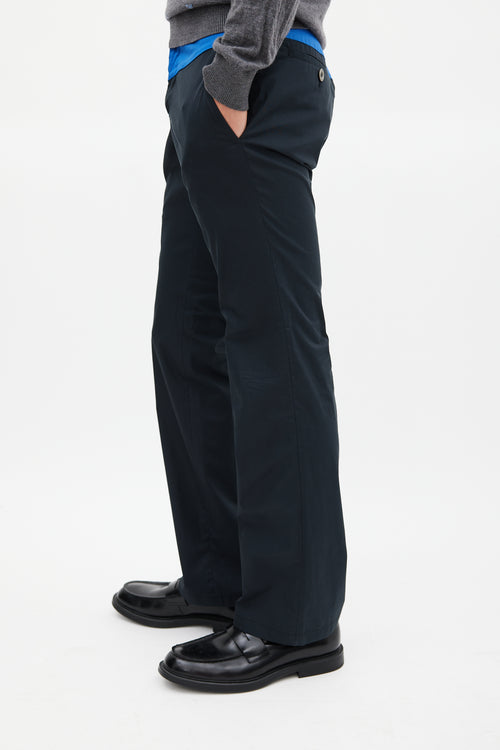 Gucci Navy Two Tone Straight Leg Trouser