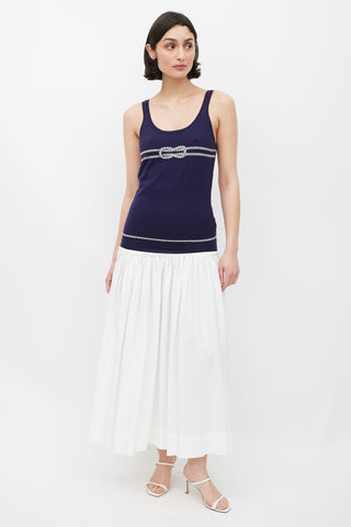 Gucci Navy 
White Rope Intarsia Tank Top