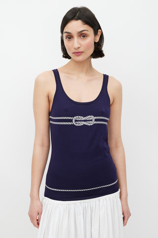 Gucci Navy 
White Rope Intarsia Tank Top