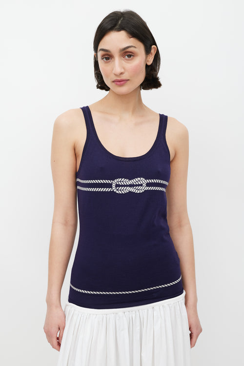 Gucci Navy 
White Rope Intarsia Tank Top