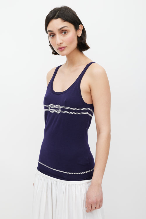 Gucci Navy 
White Rope Intarsia Tank Top