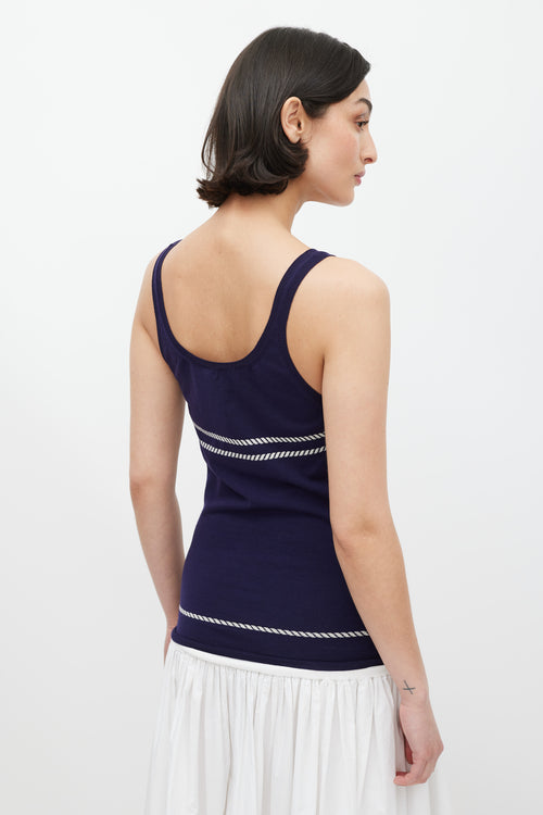 Gucci Navy 
White Rope Intarsia Tank Top