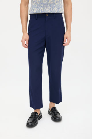 Gucci Navy Wool Cropped Trouser