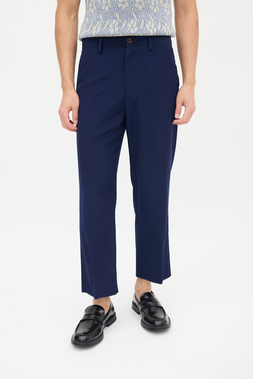 Gucci Navy Wool Cropped Trouser