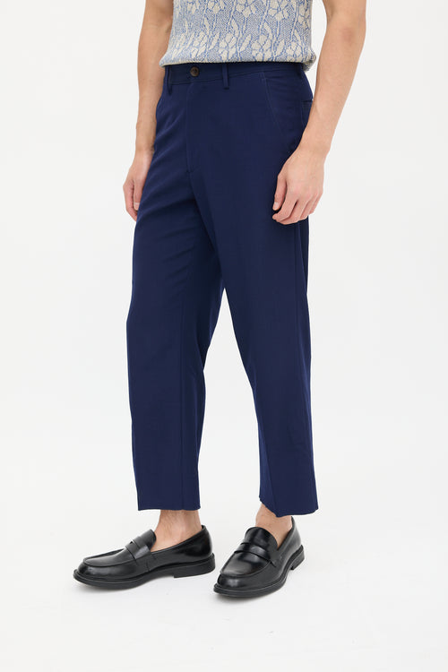 Gucci Navy Wool Cropped Trouser