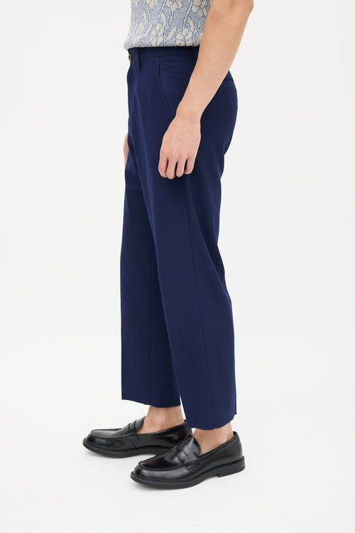 Gucci Navy Wool Cropped Trouser