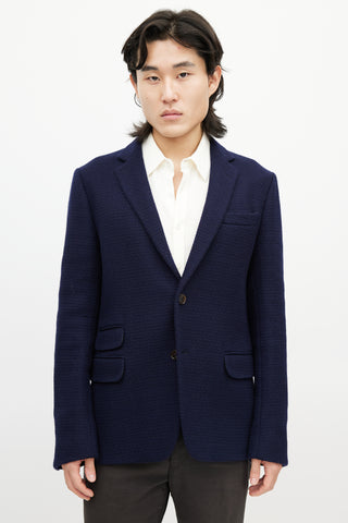 Gucci Navy Woven Wool Blazer