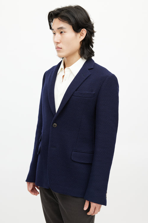 Gucci Navy Woven Wool Blazer