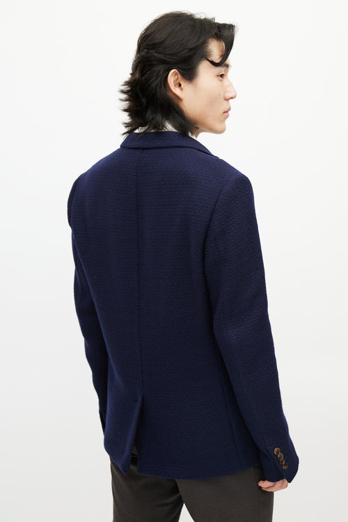 Gucci Navy Woven Wool Blazer