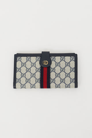 Gucci Navy 
Cream Monogram Long Wallet