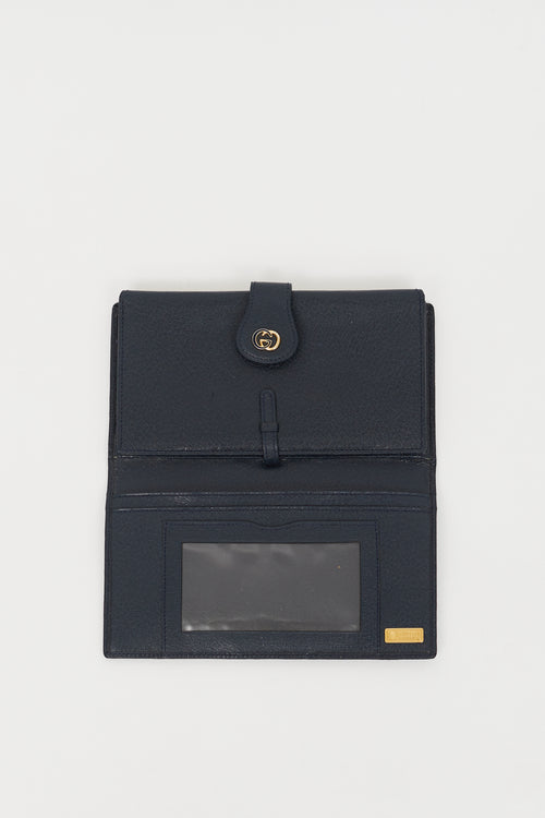 Gucci Navy 
Cream Monogram Long Wallet