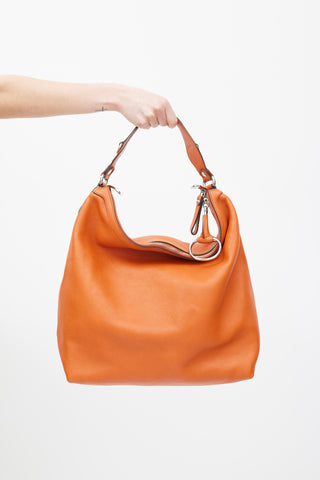 Gucci Orange Leather Zip Tote Bag