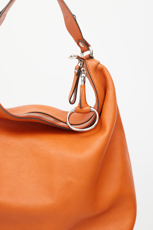 Gucci Orange Leather Zip Tote Bag