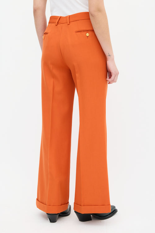 Gucci Orange Wool Flared Trouser