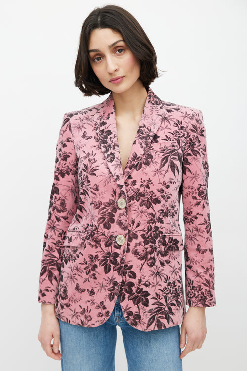 Gucci Pink Velvet Herbarium Blazer