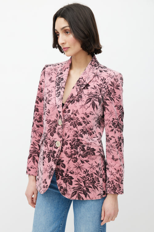 Gucci Pink Velvet Herbarium Blazer