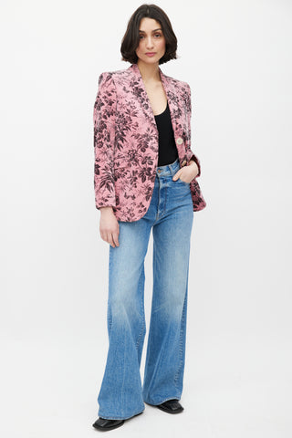 Gucci Pink Velvet Herbarium Blazer