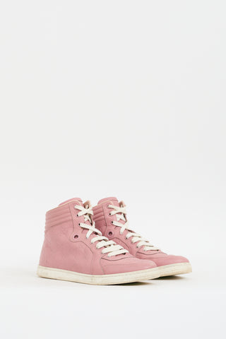 Gucci Pink Leather GG Monogram High Top Sneaker