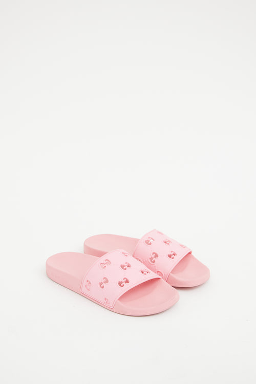 Gucci Pink GG Rubber Slide