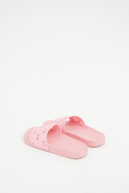 Gucci Pink GG Rubber Slide