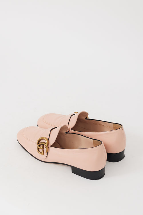 Gucci Pink 
Gold Leather Malaga Kid Marmont Loafer