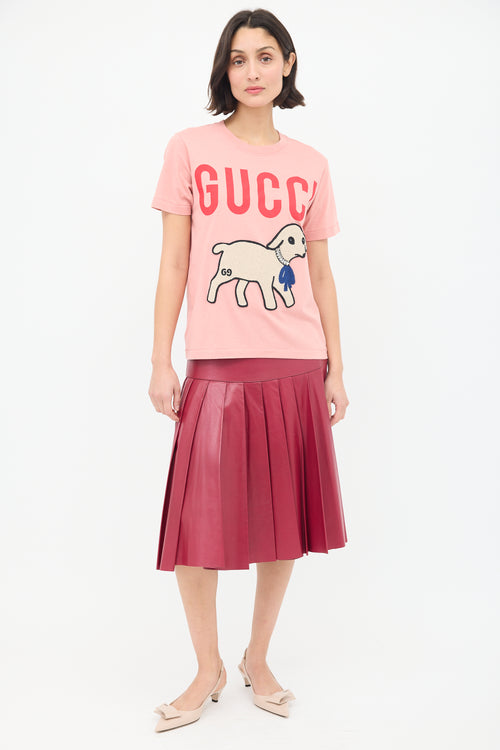 Gucci Pink 
Multi Embroidered Graphic T-Shirt