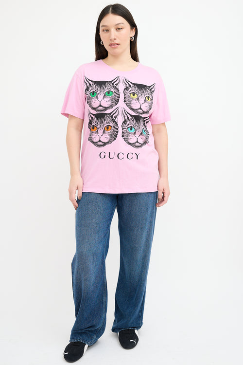 Gucci Pink 
Multi Mystic Graphic T-Shirt