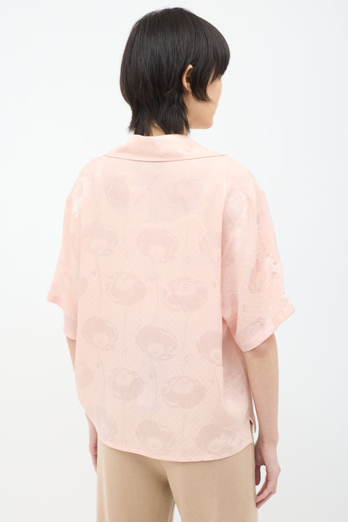 Gucci Pink Silk GG Floral Jacquard  Blouse