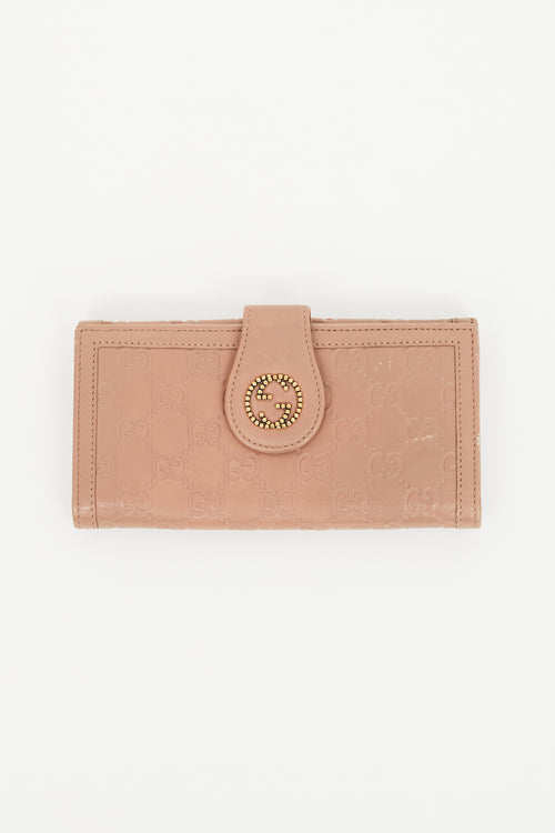 Gucci Pink Leather Guccissima Wallet