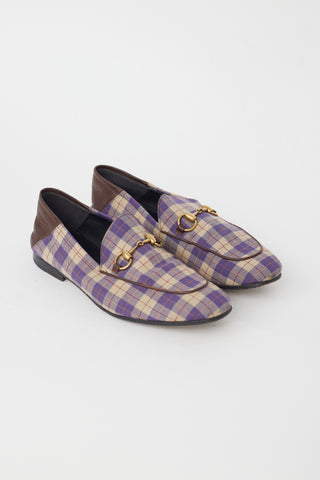 Gucci Purple 
Cream Plaid Loafer