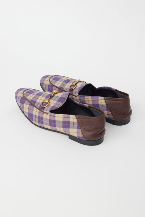 Gucci Purple 
Cream Plaid Loafer