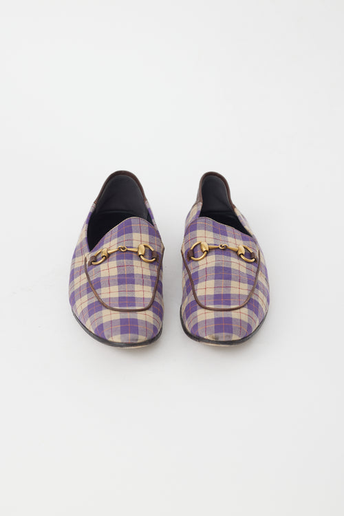 Gucci Purple 
Cream Plaid Loafer