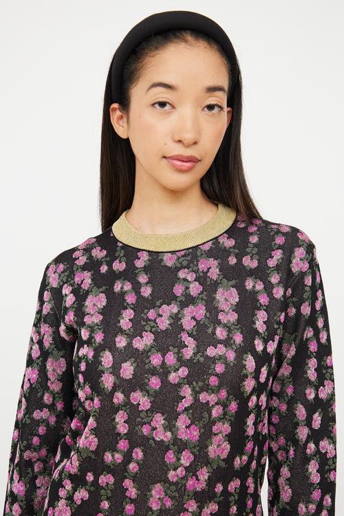 Pink 
Multi Floral Sparkle Sweater