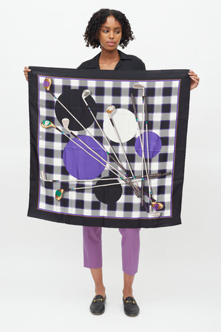 Gucci Purple 
Multi Silk Plaid 
Golf Scarf