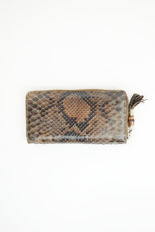 Gucci Print Bamboo Zip Continental Wallet